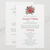 Poinsettia Noël Rouge Floral Programme de mariage (Devant / Derrière)