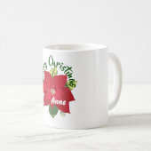 Poinsettia Nom personnalisé Mug (Devant droit)