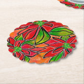 "Poinsettia" Onderzetter van pulpboard (Gekanteld)