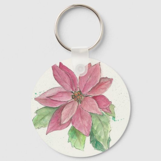 Poinsettia-ontwerp op een Sleutelhanger (Voorkant)