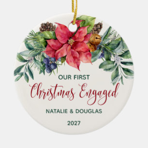 Poinsettia, onze eerste kerstfoto keramisch ornament