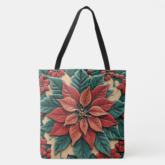 Poinsettia op rood draagtas (Voorkant)