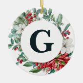 Poinsettia ornement monogramme de couronne (Devant)