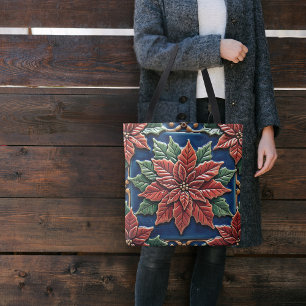 Poinsettia over blauw draagtas
