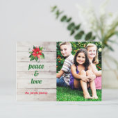 Poinsettia Paix & Amour - Carte de Noël 3x5 (Debout devant)