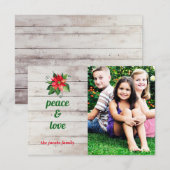 Poinsettia Paix & Amour - Carte de Noël 3x5 (Devant / Derrière)