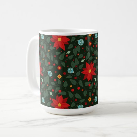 Poinsettia Paradise Koffie Mok schemering (Voorkant links)