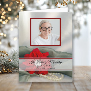 Poinsettia Parels Winter Begrafenis Memorial Sympa Bedankkaart