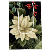  Poinsettia Patroon Kerst Medium Cadeauzakje (Achterkant)