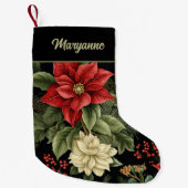 Poinsettia Patroon Kerst Twee Zijden Kleine Kerstsok (Voorkant)