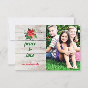 Poinsettia Peace & Love - 3x5 kerstkaart Kaart