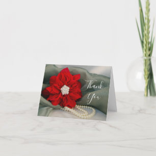Poinsettia Pearls on Green Bridesmaid Dank u Bedankkaart