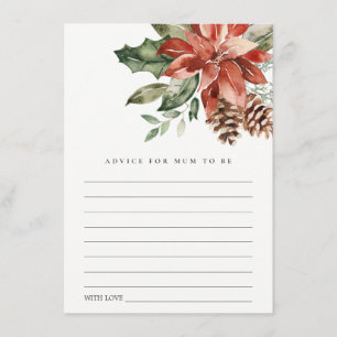 Poinsettia Pine Cone Advisate for Mum Baby shower Informatiekaartje