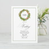 Poinsettia & Pine Kerst Huwelijk Charme QR Code Kaart (Staand voorkant)