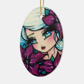 Poinsettia Pixie Fantasy Art van Hannah Lynn Keramisch Ornament (Links)