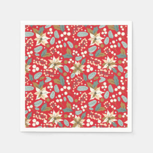 Poinsettia red background wintervakantie servet