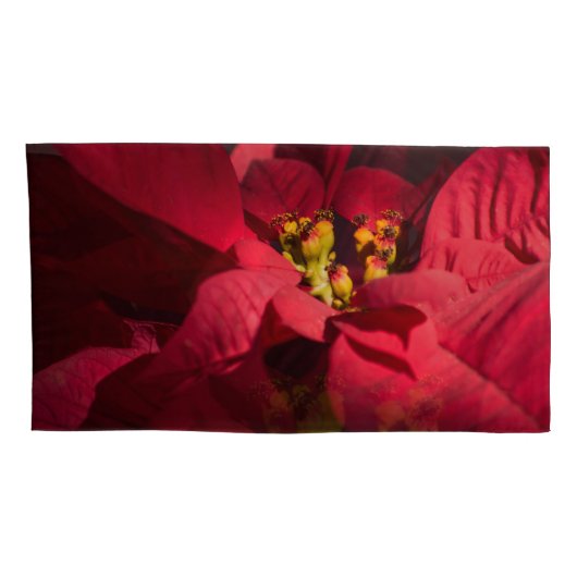 Poinsettia red kerstflower kussensloop (Achterkant-Rechts)