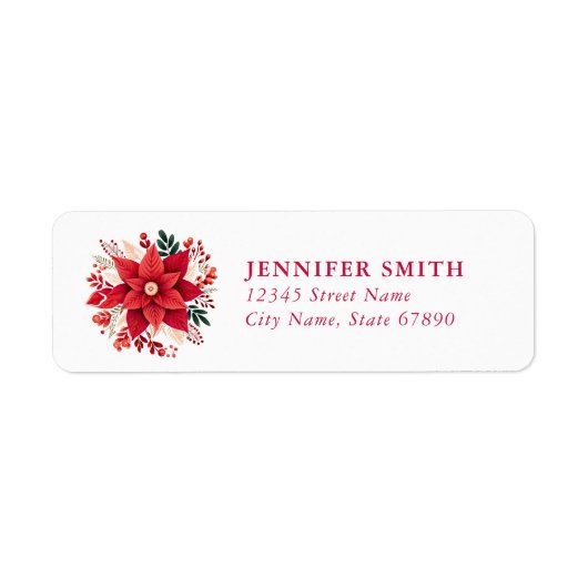 Poinsettia Return Address Labels (Voorkant)