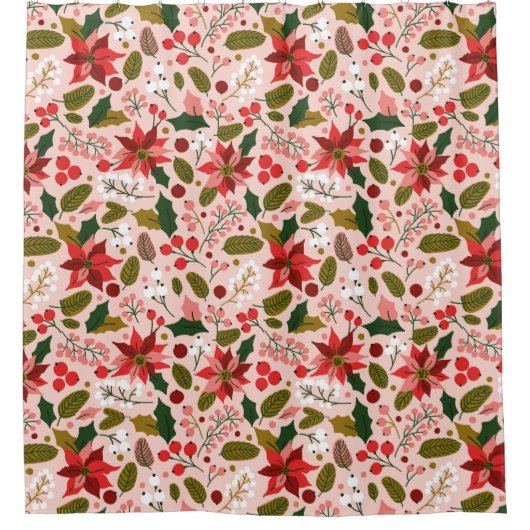 Poinsettia rideau de douche de vacances d'hiver (Devant)