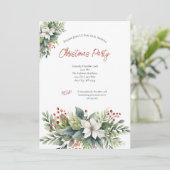 Poinsettia Rode bessen Kerstvakantie feestje Kaart (Staand voorkant)