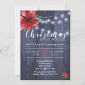 Poinsettia rode witte lichten Kerstmis open huis Kaart (Voorkant)