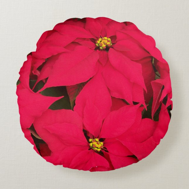 Poinsettia ronde kussen (Voorkant)