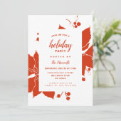 Poinsettia Rood Grafisch Feest Kaart (Staand voorkant)