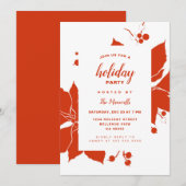 Poinsettia Rood Grafisch Feest Kaart (Voorkant / Achterkant)