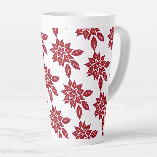 Poinsettia (rood) latte mok (Rechterhoek)