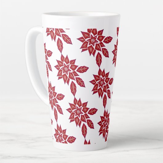 Poinsettia (rood) latte mok (Linkerhoek)
