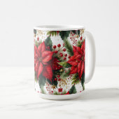 Poinsettia rouge festive avec Mug de Noël or (Devant droit)