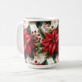 Poinsettia rouge festive avec Mug de Noël or (Devant gauche)