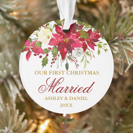 Poinsettia Rouge Floral Or Premier Noël Marié (Arbre)