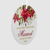 Poinsettia Rouge Floral Or Premier Noël Marié (devant)