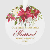 Poinsettia Rouge Floral Or Premier Noël Marié (devant)