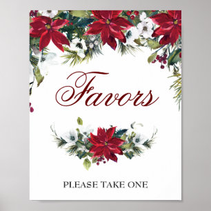 Poinsettia Rouge Mariage Floral Favor Poster