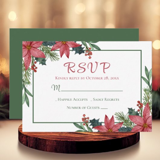 Poinsettia Rouge Noël Floral Mariage RSVP