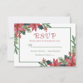Poinsettia Rouge Noël Floral Mariage RSVP (Devant)