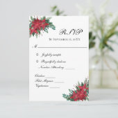 Poinsettia Rouge Noël Mariage d'hiver Carte RSVP (Debout devant)