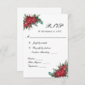 Poinsettia Rouge Noël Mariage d'hiver Carte RSVP (Devant / Derrière)