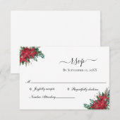 Poinsettia Rouge Noël Mariage d'hiver Carte RSVP (Devant / Derrière)