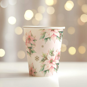 Poinsettia roze Winter Onederland verjaardag Papieren Bekers