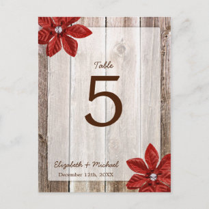 Poinsettia Rustic Barn Wood Weddenschappen Briefkaart