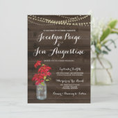 Poinsettia rustique de Noël du faire-part de (Debout devant)