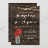 Poinsettia rustique de Noël du faire-part de (Devant / Derrière)