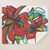 Poinsettia Sherpa Blanket Medium Deken (Voorkant (horizontaal))