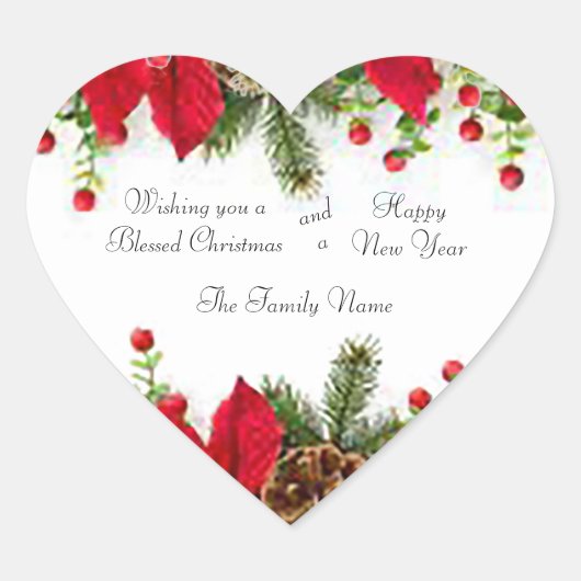  Poinsettia-Stickers Hart Sticker (Voorkant)