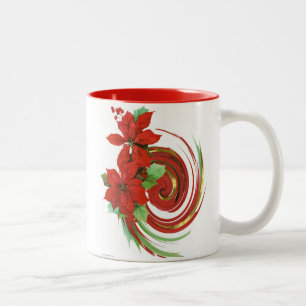 Poinsettia Swirl Tweekleurige Koffiemok