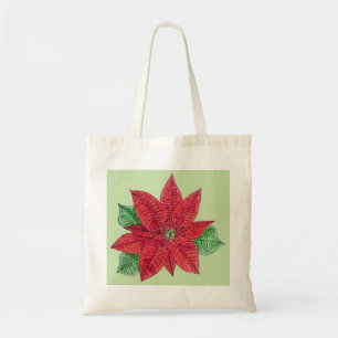 Poinsettia Tote Bag - Mint Green