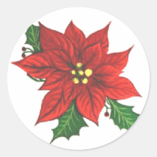 Poinsettia-Wenskaart Sticker